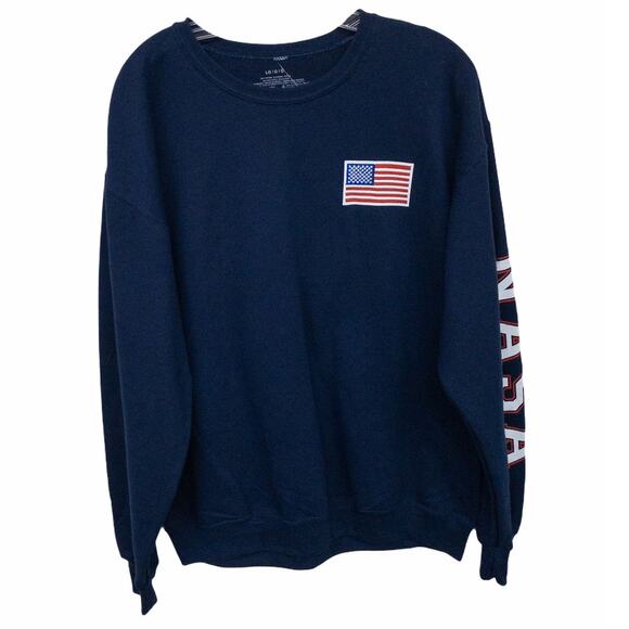 Mad Engine NASA US Flag Logo Crew Neck Sweatshirt Navy Blue L Men's - Picture 3 of 6